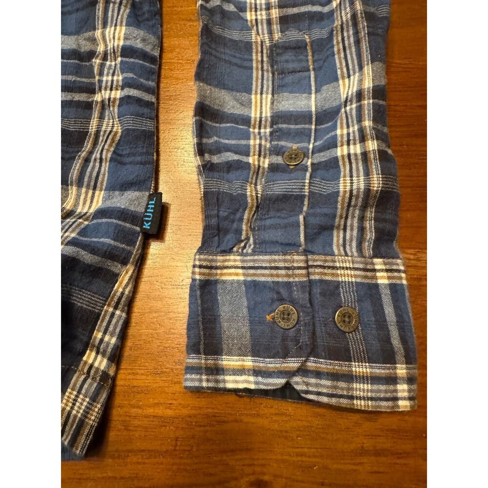 Medium Kuhl Cotton Blue Plaid Long Sleeve Button Up Shirt - Picture 3 of 10